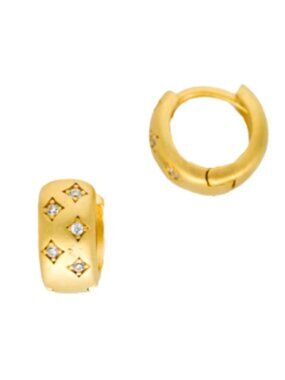 Freida Rothman Gold Over Sterling Silver Mini Celestial Pave Huggies $179 MSRP